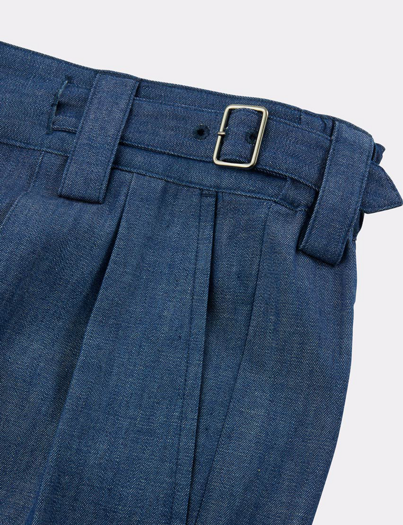 BELTED PIN TUCK TROUSERS