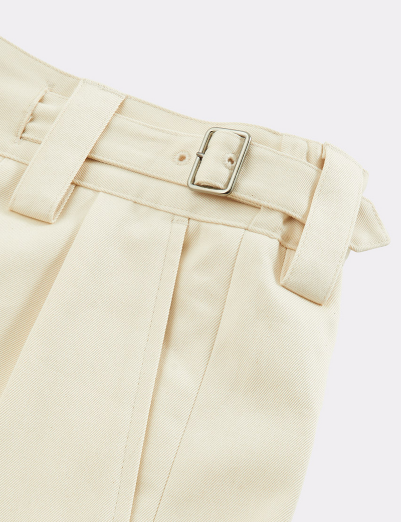 BELTED PIN TUCK TROUSERS