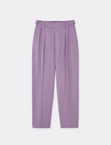 WOOL BELTED PIN TUCK TROUSERS