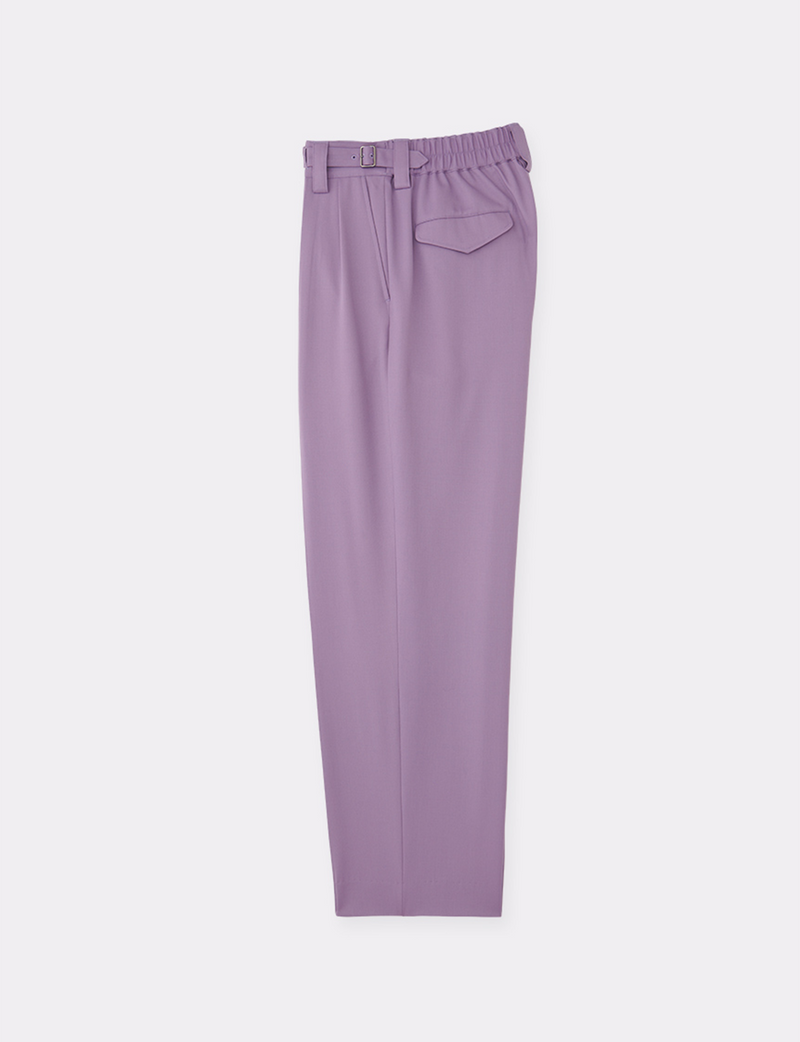 WOOL BELTED PIN TUCK TROUSERS