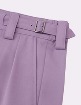 WOOL BELTED PIN TUCK TROUSERS