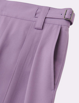 WOOL BELTED PIN TUCK TROUSERS