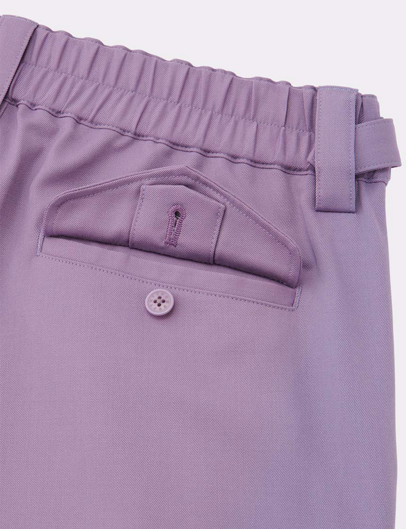 WOOL BELTED PIN TUCK TROUSERS