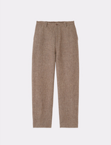 WOOL LINEN HERRINGBONE STRAIGHT WIDE PANT