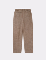 WOOL LINEN HERRINGBONE STRAIGHT WIDE PANT