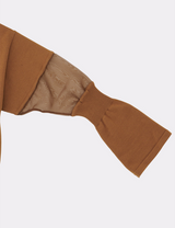 CROPPED ORGANZA SLEEVE SWITCHED TURTLENECK KNIT