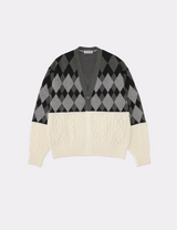 ARGYLE JACQUARD × CABLE KNIT CARDIGAN