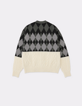 ARGYLE JACQUARD × CABLE KNIT CARDIGAN