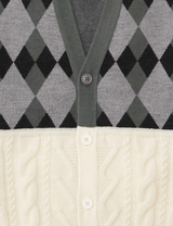 ARGYLE JACQUARD × CABLE KNIT CARDIGAN