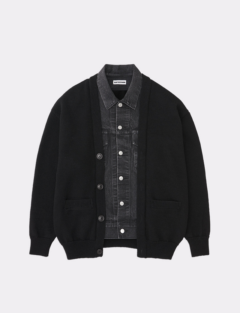 DENIM MIX CARDIGAN