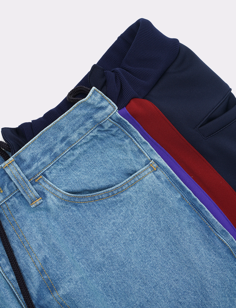 JERSEY MERGING DENIM PANTS