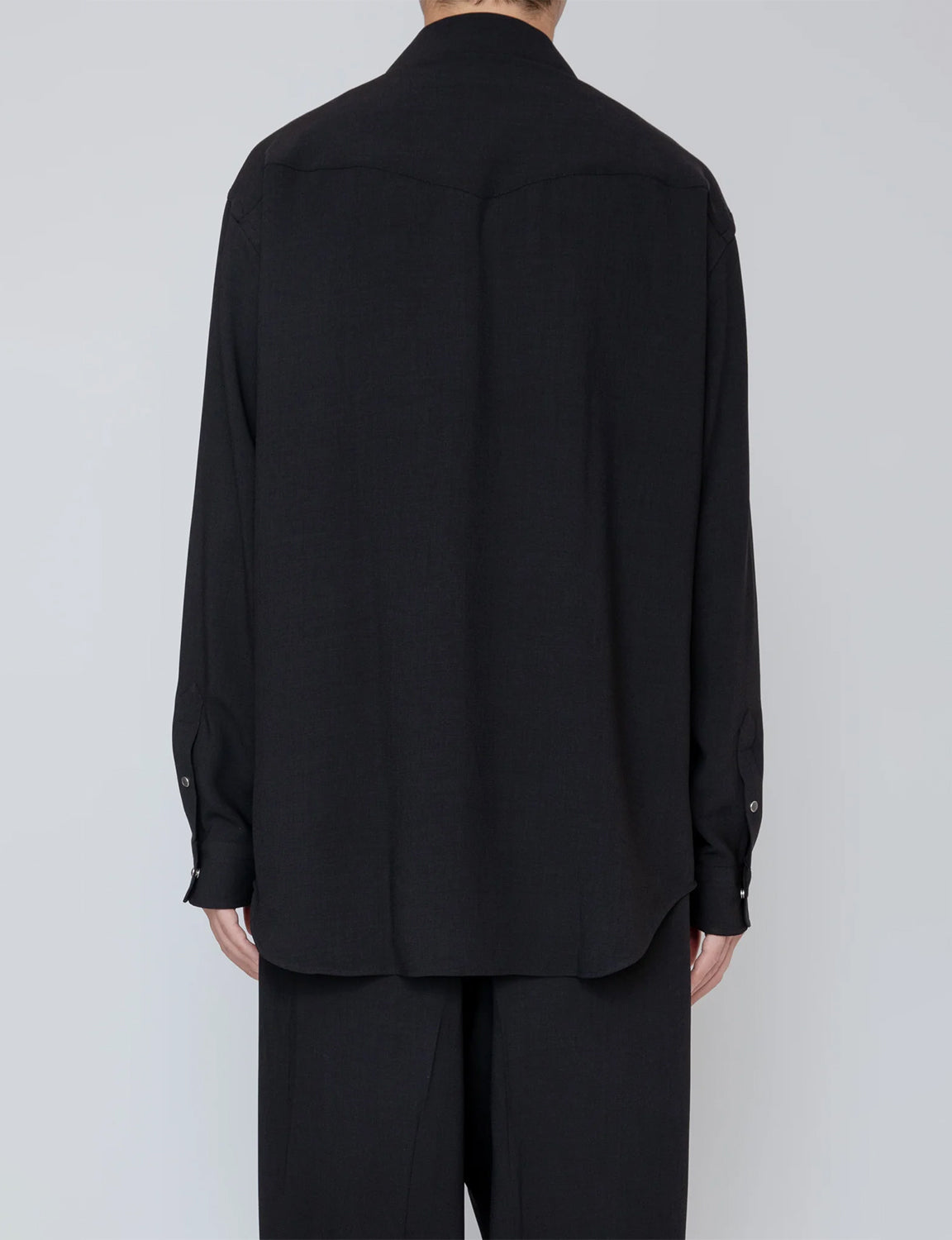 MELANGE TWILL WESTERN SHIRT / BLACK