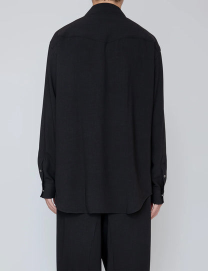 MELANGE TWILL WESTERN SHIRT / BLACK