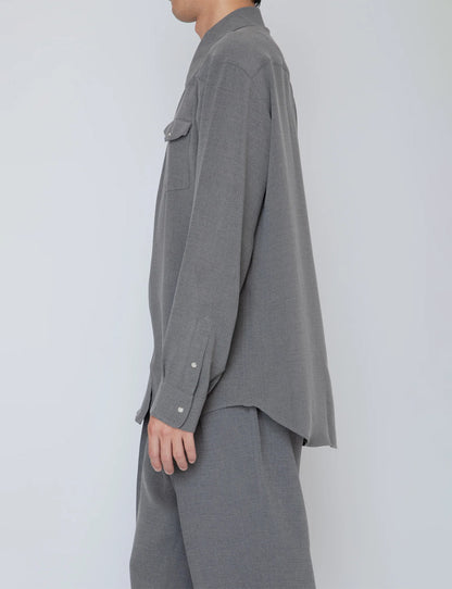 MELANGE TWILL WESTERN SHIRT / TOP GRAY