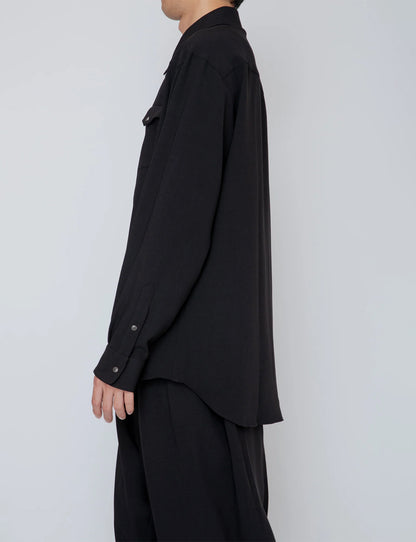 MELANGE TWILL WESTERN SHIRT / BLACK
