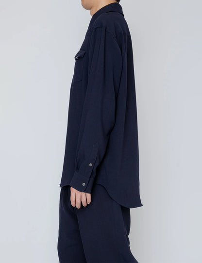 MELANGE TWILL WESTERN SHIRT / NAVY