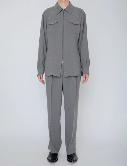 MELANGE TWILL WESTERN SHIRT / TOP GRAY
