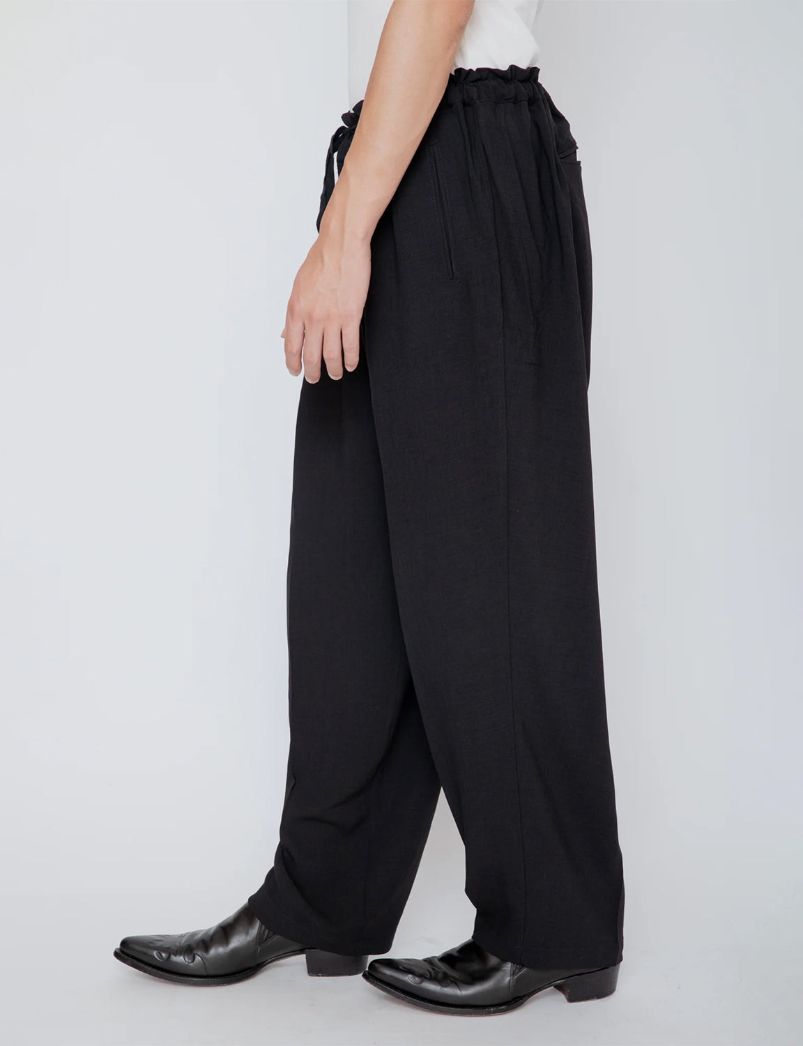 MELANGE TWILL DOUGI PANTS / BLACK