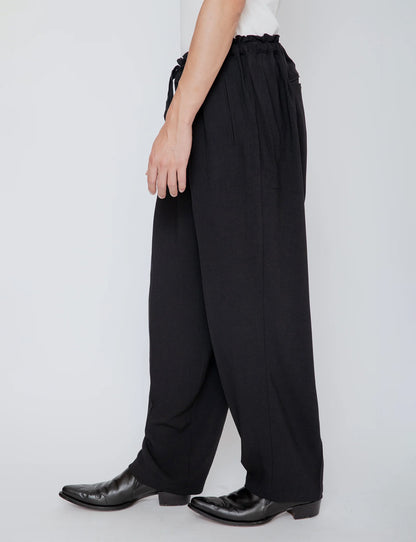 MELANGE TWILL DOUGI PANTS / BLACK