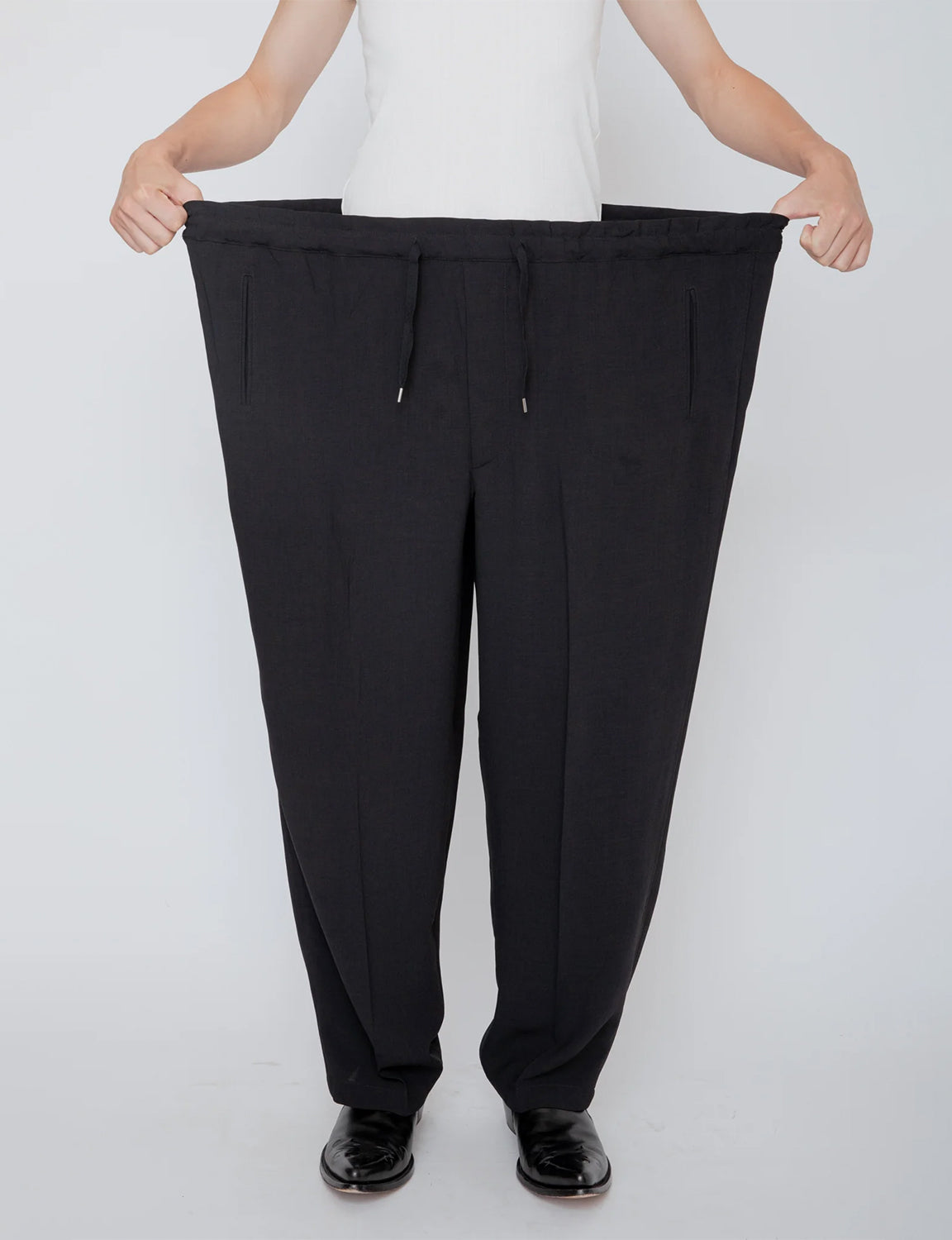 MELANGE TWILL DOUGI PANTS / BLACK