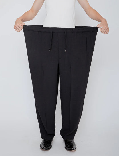 MELANGE TWILL DOUGI PANTS / BLACK