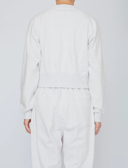 ONE-SIDE KIMONO SLEEVE SWEATSHIRT_TIGHT FIT / HEATHER WHITE