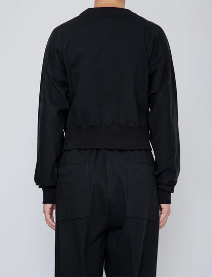 ONE-SIDE KIMONO SLEEVE SWEATSHIRT_TIGHT FIT / BLACK