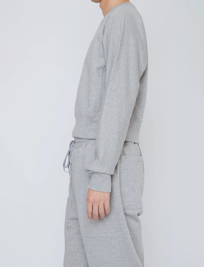 ONE-SIDE KIMONO SLEEVE SWEATSHIRT_TIGHT FIT / TOP GRAY