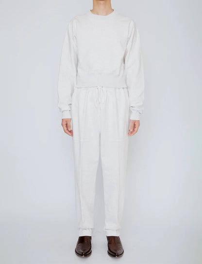 ONE-SIDE KIMONO SLEEVE SWEATSHIRT_TIGHT FIT / HEATHER WHITE