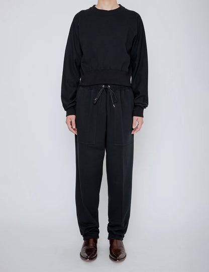 ONE-SIDE KIMONO SLEEVE SWEATSHIRT_TIGHT FIT / BLACK
