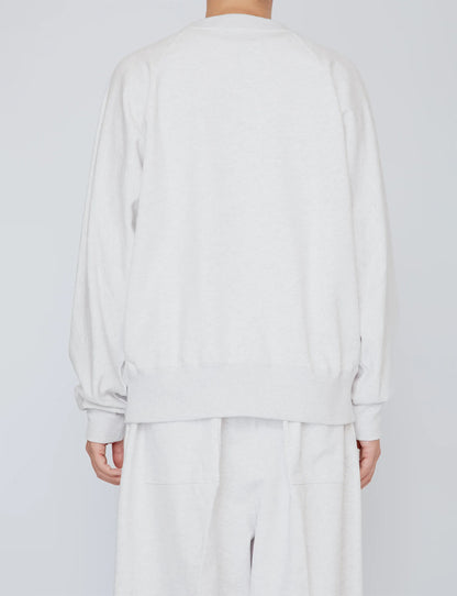 ONE-SIDE KIMONO SLEEVE SWEATSHIRT_LOOSE FIT / HEATHER WHITE