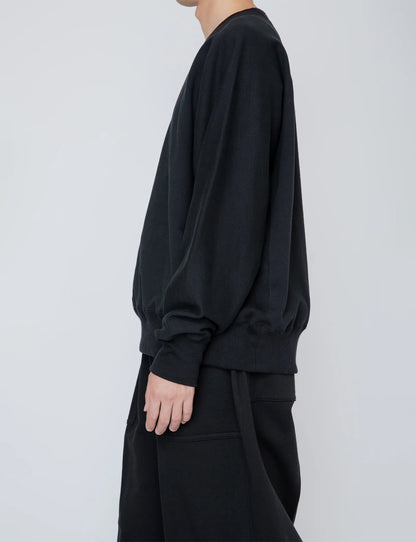 ONE-SIDE KIMONO SLEEVE SWEATSHIRT_LOOSE FIT / BLACK