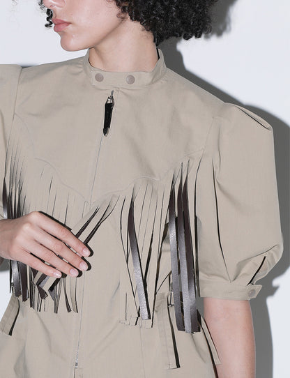 TWILL FRINGE BLOUSE