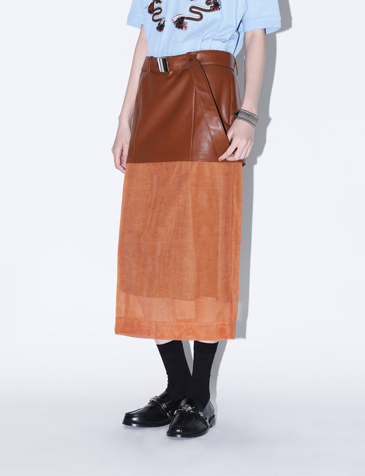 LEATHER MESH SKIRT