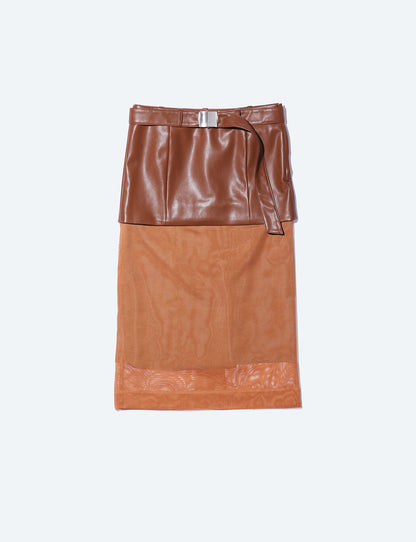 LEATHER MESH SKIRT
