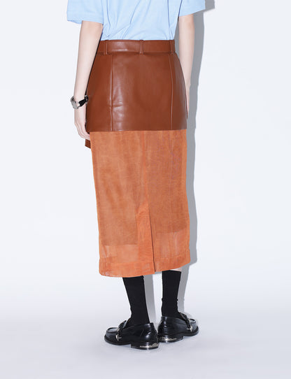LEATHER MESH SKIRT