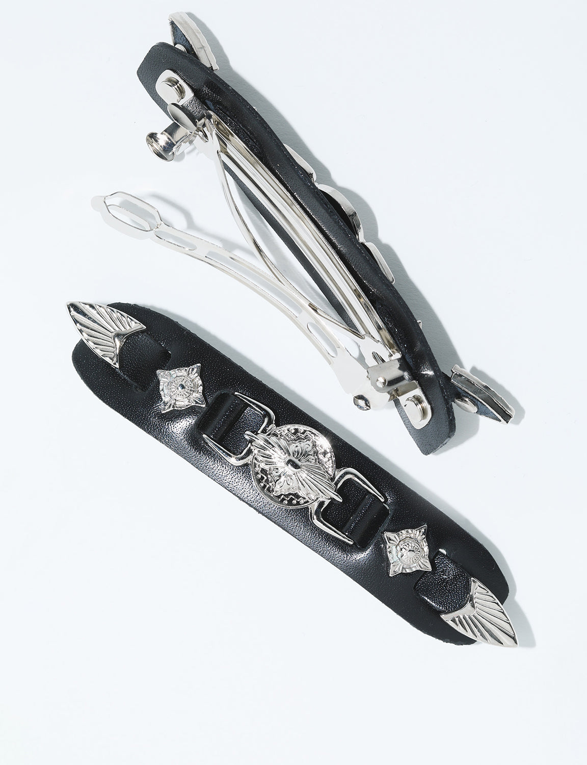 METAL LEATHER BARRETTE SMALL