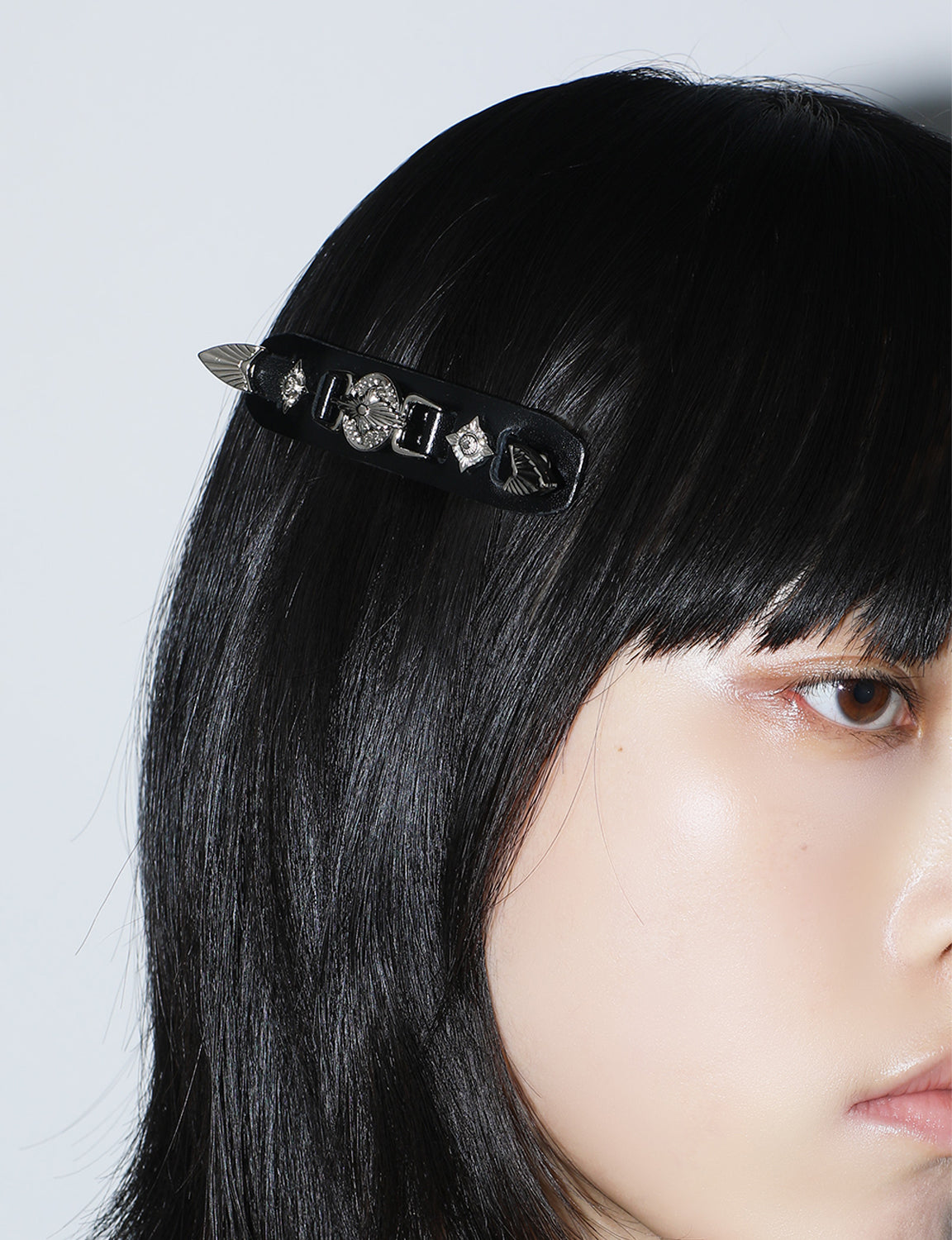 METAL LEATHER BARRETTE SMALL