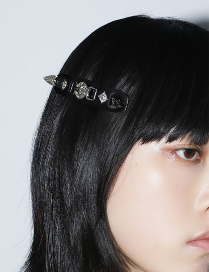 METAL LEATHER BARRETTE SMALL