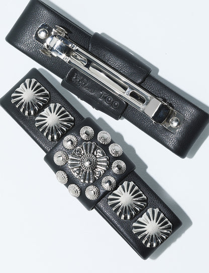 CONCHO LEATHER BARRETTE