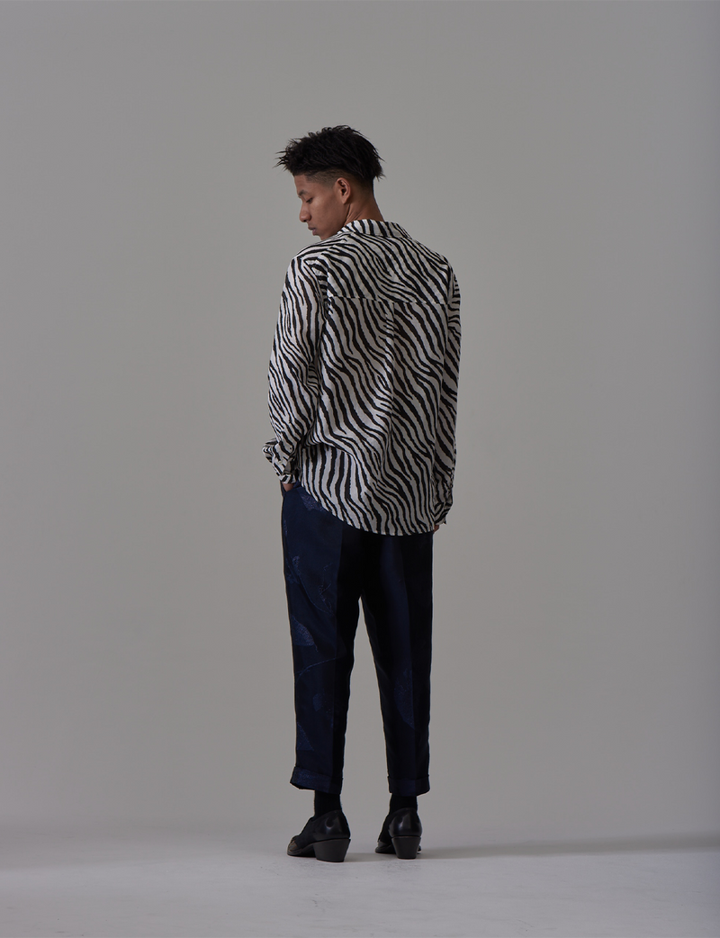 Open Color Shirt Zebra Pattern – White
