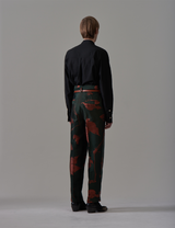 Hi Waist Trousers Jacquard Pattern – Forest