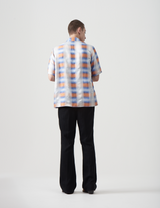 Half Sleeves Plaid Blouse – White