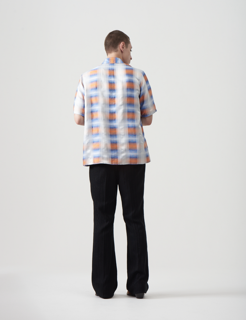 Half Sleeves Plaid Blouse – White