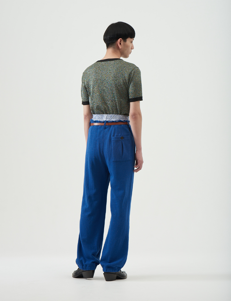 Double-Waist Sweat Pants – Blue