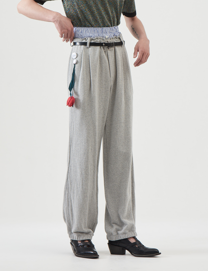 Double-Waist Sweat Pants – Gray