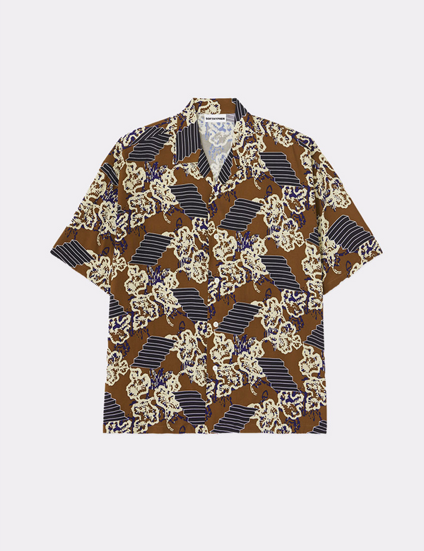 PATTERNED CAMP COLLAR S/S SHIRT