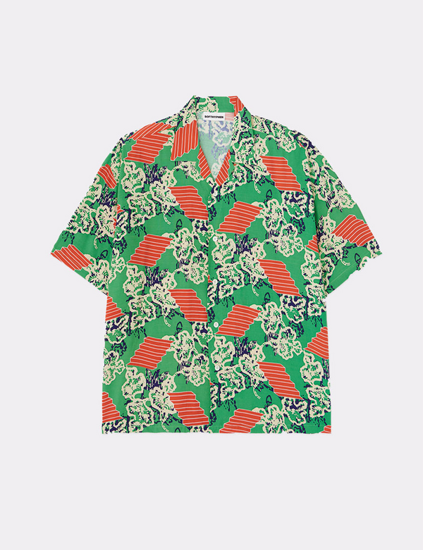 PATTERNED CAMP COLLAR S/S SHIRT