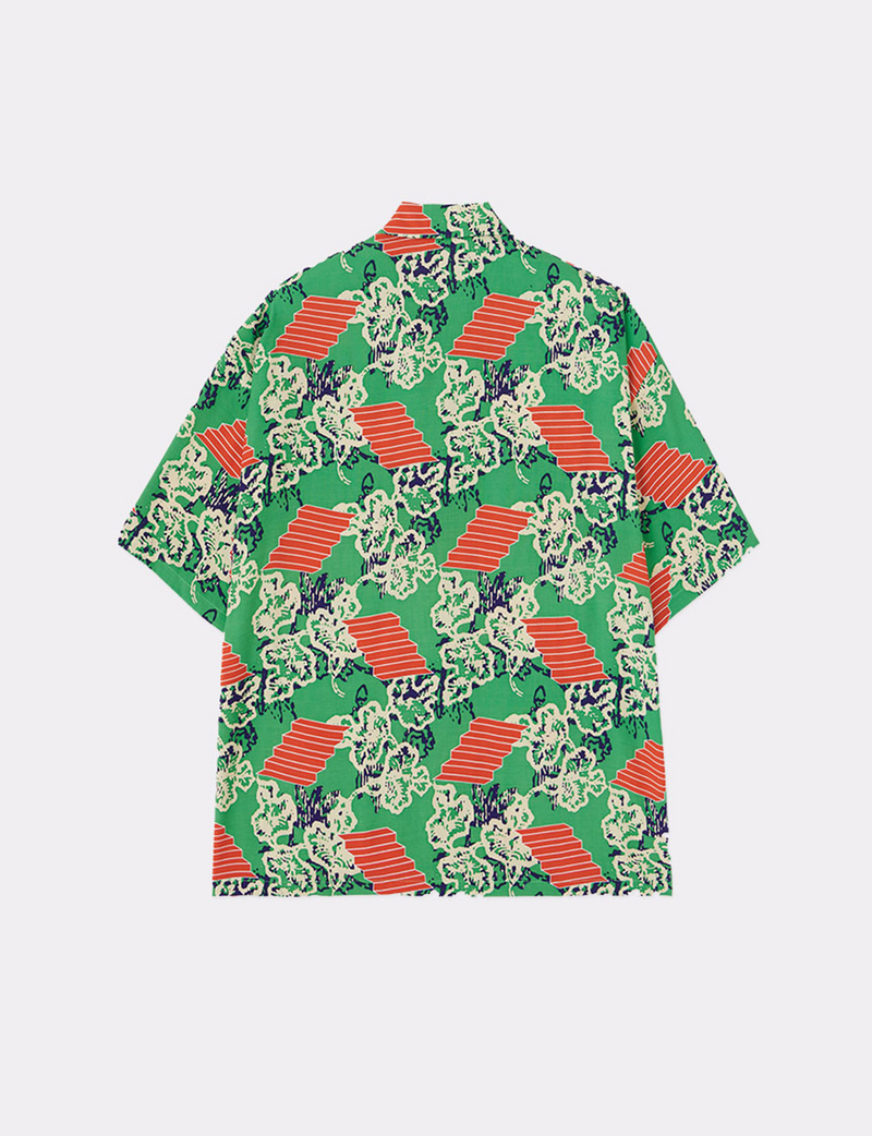 PATTERNED CAMP COLLAR S/S SHIRT
