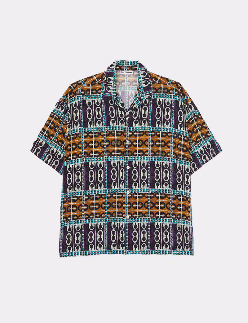PATTERNED CAMP COLLAR S/S SHIRT